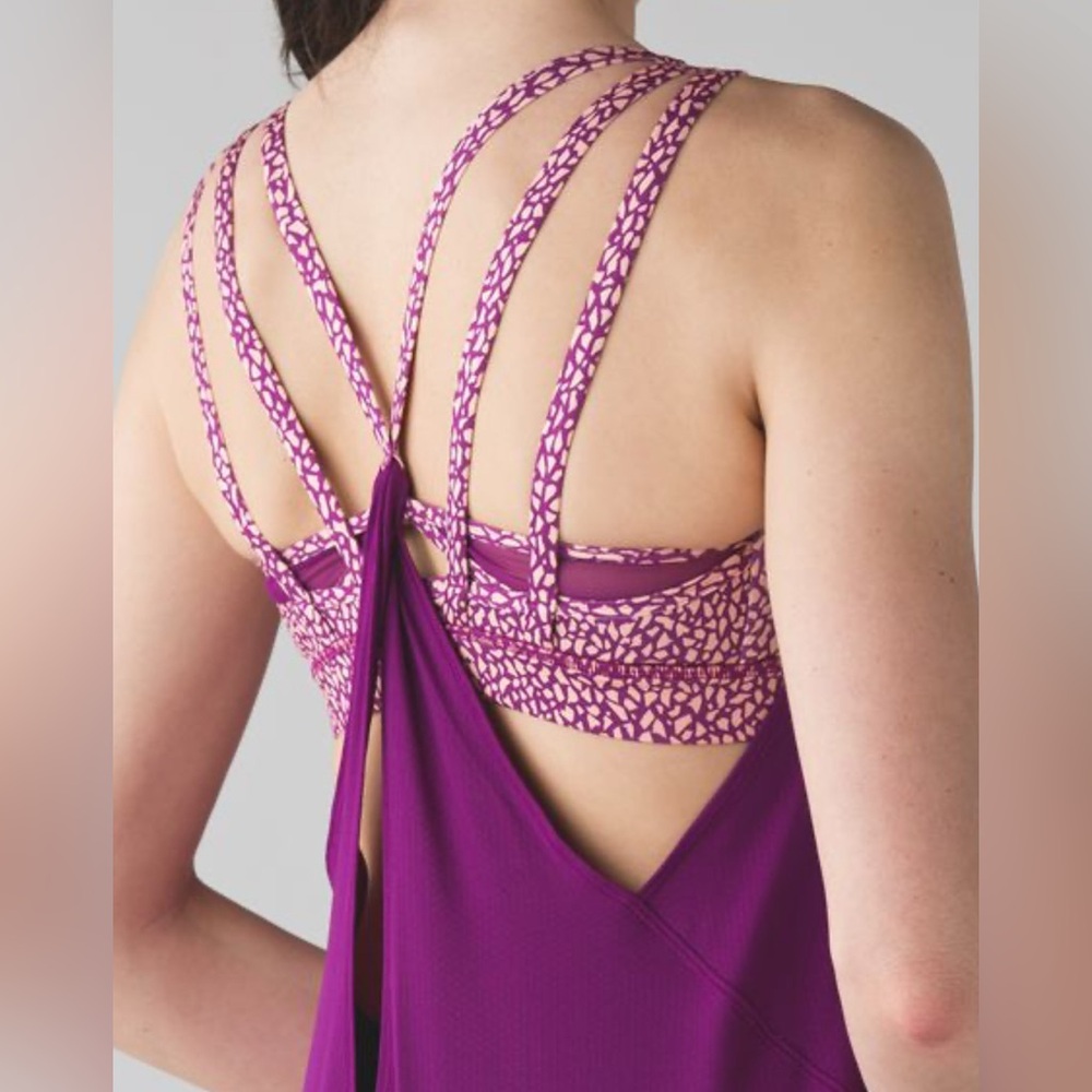 Lululemon Nouveau Limits Tank Regal Plum Miss Mosaic Peach Fuzz gym bra yoga US6